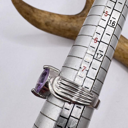 Vintage Purple Amethyst Ring Band 925 Sterling Silver cocktail statement ring