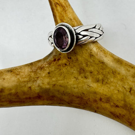Vintage Purple Amethyst Ring Band 925 Sterling Silver cocktail statement ring
