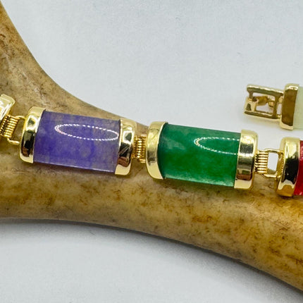 Vintage Mixed Gemstone Lucky Bracelet Golden Bronze