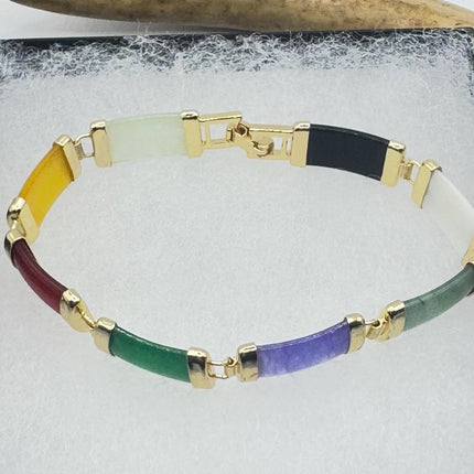 Vintage Mixed Gemstone Lucky Bracelet Golden Bronze