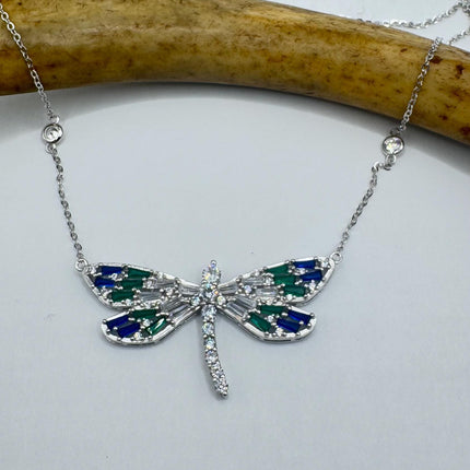 Vintage Blue Fire Minimalist Necklace - 925 Sterling Silver Chain