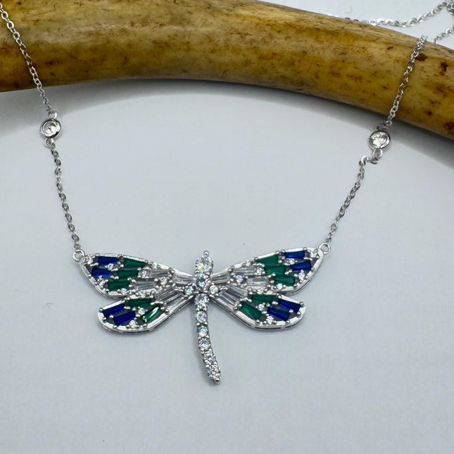 Vintage Blue Fire Minimalist Necklace - 925 Sterling Silver Chain