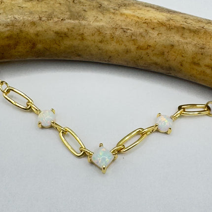 Vintage Silver Necklace | Tiny White Fire Opal Gemstone Crystal Diamond | 925 Sterling Silver Minimalist Charm Pendant Chain Necklace
