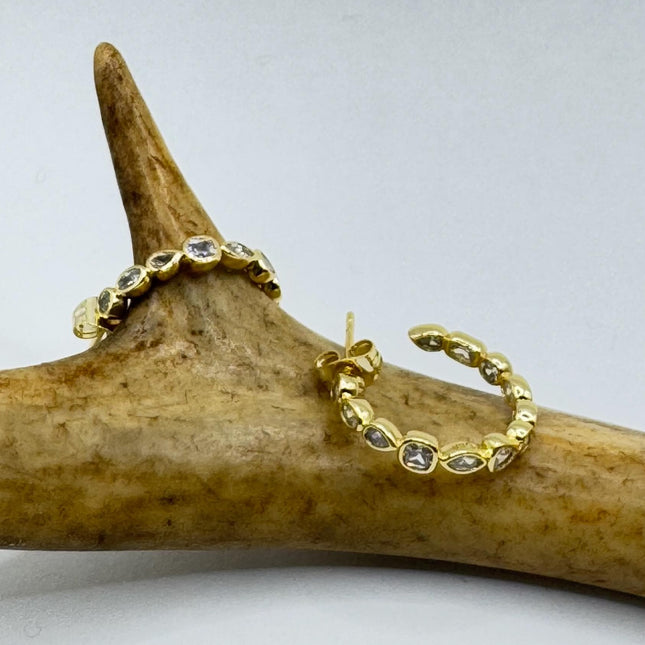vintage gold hoop earrings Minimalist Deco Gold 925 Sterling Silver Hoop Earrings
