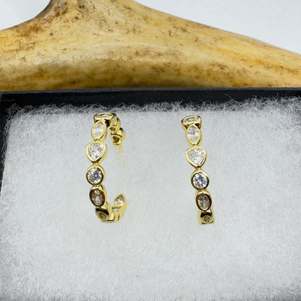 vintage gold hoop earrings Minimalist Deco Gold 925 Sterling Silver Hoop Earrings