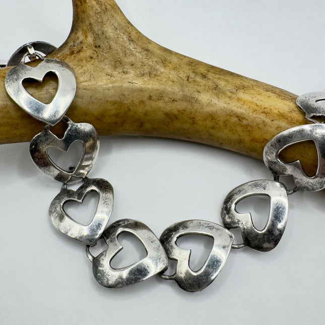 Vintage Heart Charm Bracelet - Dainty Stackable Layered Every day 925 Sterling Silver