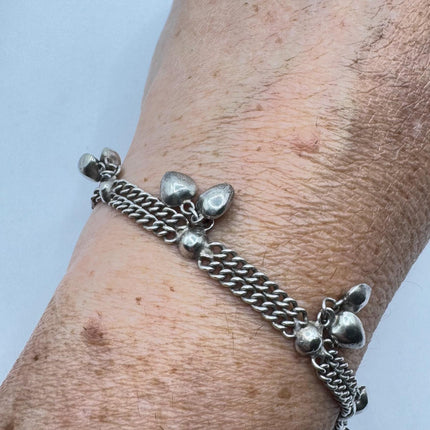 Vintage Heart Charm Bracelet - Dainty Stackable Layered Every day 925 Sterling Silver