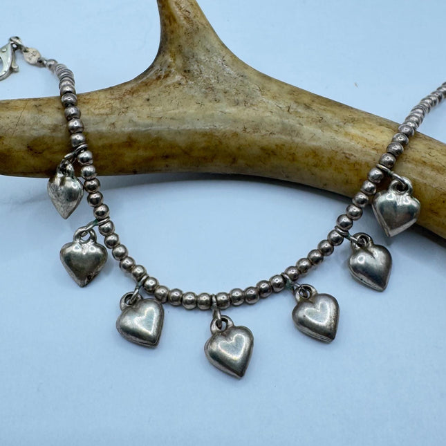 Vintage Heart Charm Bracelet - Dainty Stackable Layered Every day 925 Sterling Silver