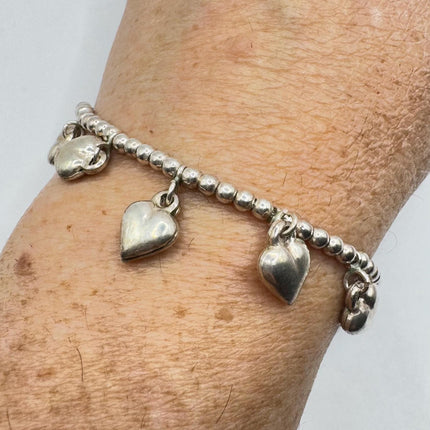 Vintage Heart Charm Bracelet - Dainty Stackable Layered Every day 925 Sterling Silver