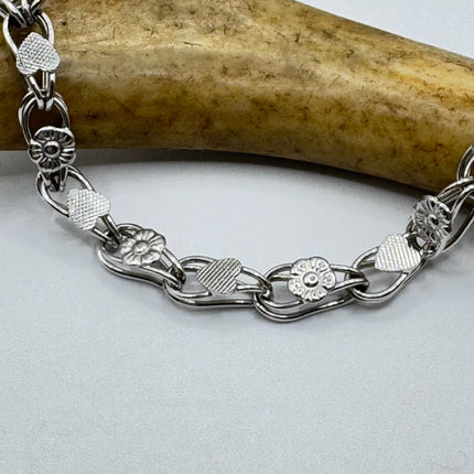 Vintage Heart Charm Bracelet - Dainty Stackable Layered Every day 925 Sterling Silver