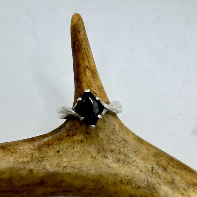 Vintage Black Onyx Cocktail Ring 925 Sterling Silver Band Deco Antique Cocktail Statement ring