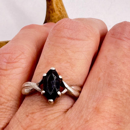 Vintage Black Onyx Cocktail Ring 925 Sterling Silver Band Deco Antique Cocktail Statement ring