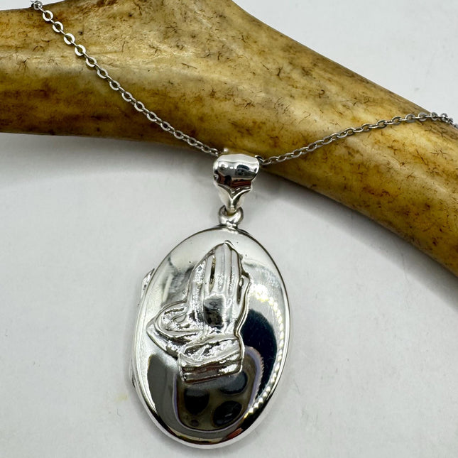 Vintage Praying hands Photo Locket Necklace