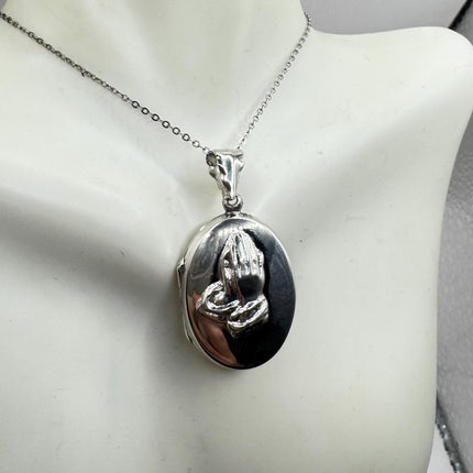 Vintage Praying hands Photo Locket Necklace