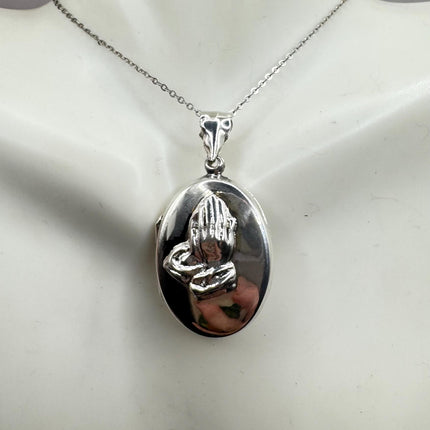Vintage Praying hands Photo Locket Necklace