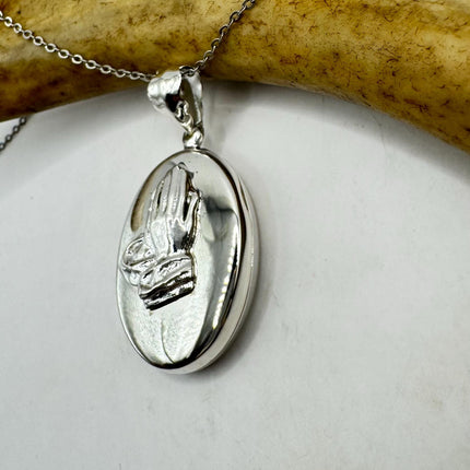 Vintage Praying hands Photo Locket Necklace