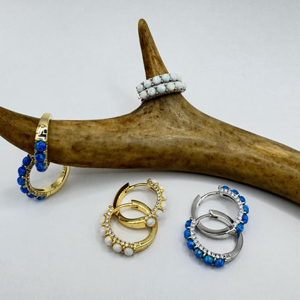 Vintage Opal Hoop Earrings