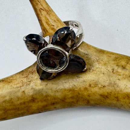 Vintage Smoky Topaz Chunky Cocktail Ring 925 Sterling Silver