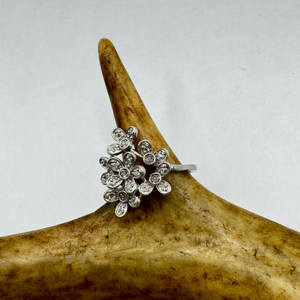 Vintage Crystal Stacking Promise Ring Wedding Band 925 Sterling Silver