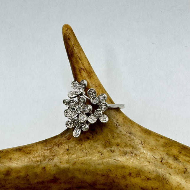 Vintage Crystal Stacking Promise Ring Wedding Band 925 Sterling Silver