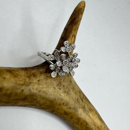 Vintage Crystal Stacking Promise Ring Wedding Band 925 Sterling Silver