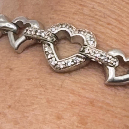 Vintage Silver Tennis Bracelet |Diamond Chip 925 Sterling Silver Stackable Everyday Prom Jewelry