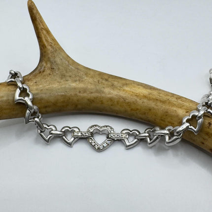 Vintage Silver Tennis Bracelet |Diamond Chip 925 Sterling Silver Stackable Everyday Prom Jewelry
