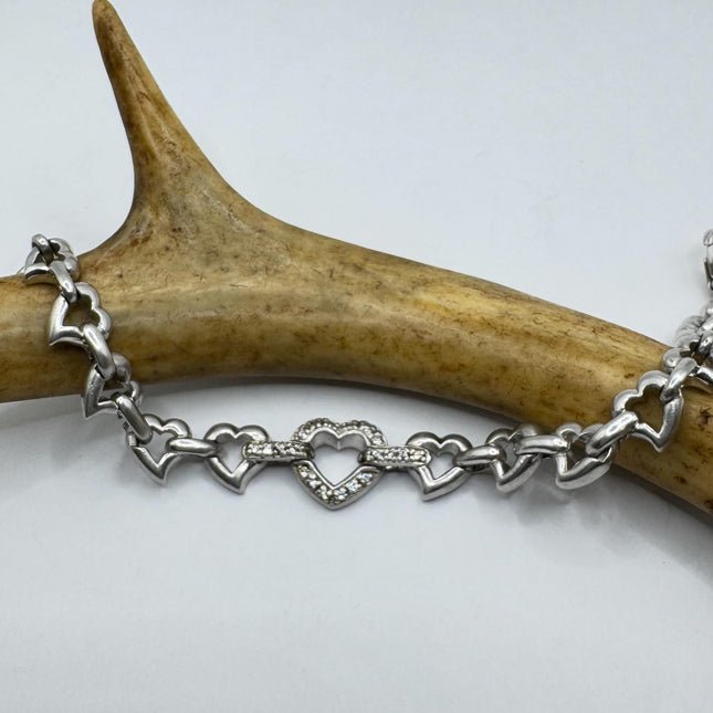 Vintage Silver Tennis Bracelet |Diamond Chip 925 Sterling Silver Stackable Everyday Prom Jewelry