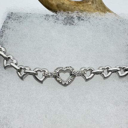 Vintage Silver Tennis Bracelet |Diamond Chip 925 Sterling Silver Stackable Everyday Prom Jewelry