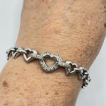 Vintage Silver Tennis Bracelet |Diamond Chip 925 Sterling Silver Stackable Everyday Prom Jewelry