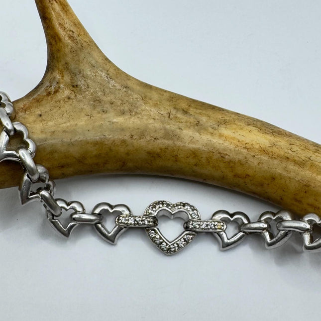 Vintage Silver Tennis Bracelet |Diamond Chip 925 Sterling Silver Stackable Everyday Prom Jewelry