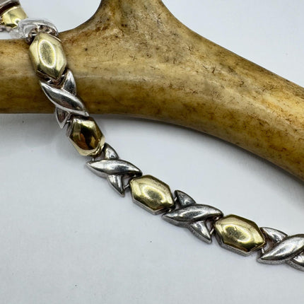 Vintage XO Gold Tennis Bracelet Infinity Hugs and Kisses Golden 925 Sterling Silver Stacking Layered Wedding Prom Jewelry