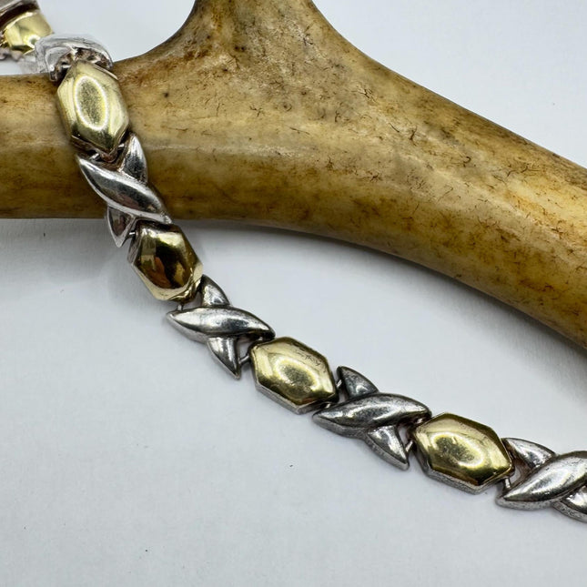 Vintage XO Gold Tennis Bracelet Infinity Hugs and Kisses Golden 925 Sterling Silver Stacking Layered Wedding Prom Jewelry