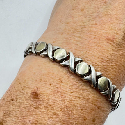 Vintage XO Tennis Bracelet Infinity Hugs and Kisses Golden 925 Sterling Silver Stacking Layered Wedding Prom Jewelry
