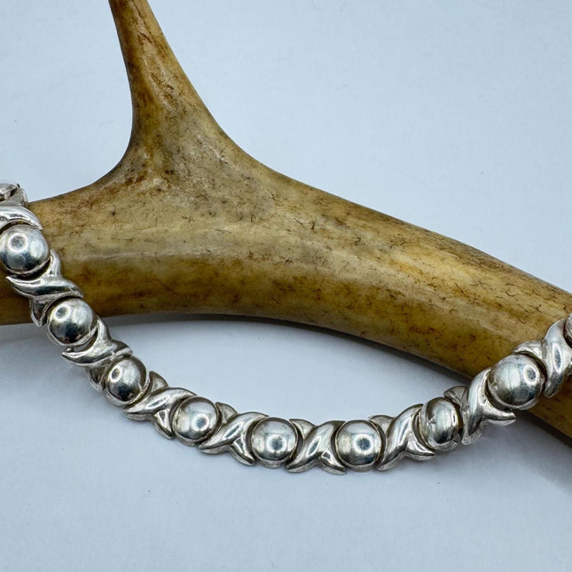 Vintage XO Tennis Bracelet Infinity Hugs and Kisses 925 Sterling Silver Stacking Layered Wedding Prom Jewelry