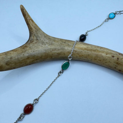Vintage Mixed Gemstone Station Bracelet
