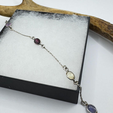 Vintage Mixed Gemstone Station Bracelet