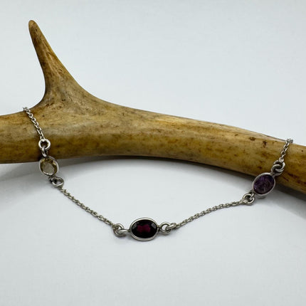 Vintage Mixed Gemstone Station Bracelet
