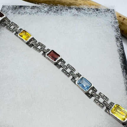 Vintage Mixed Gemstone Station Bracelet