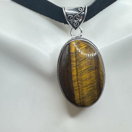 vintage tiger’s eye choker Silver, White Bronze, Tigers Eye,Antique Design, Boho Necklace