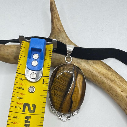 vintage tiger’s eye choker Silver, White Bronze, Tigers Eye,Antique Design, Boho Necklace