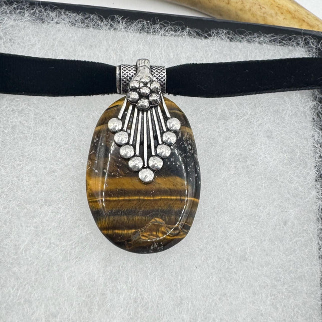 vintage tiger’s eye choker Silver, White Bronze, Tigers Eye,Antique Design, Boho Necklace
