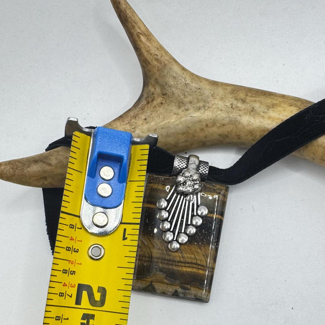 vintage tiger’s eye choker Silver, White Bronze, Tigers Eye,Antique Design, Boho Necklace