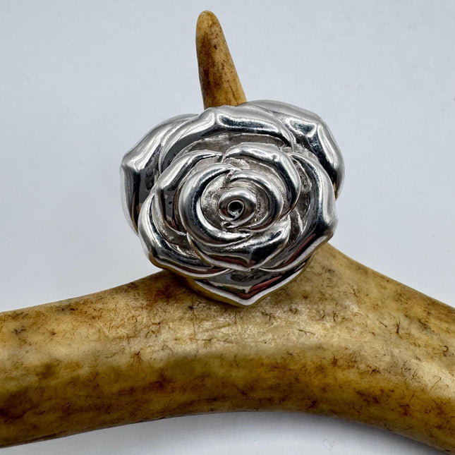 Vintage Silver Rose Ring