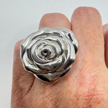 Vintage Silver Rose Ring