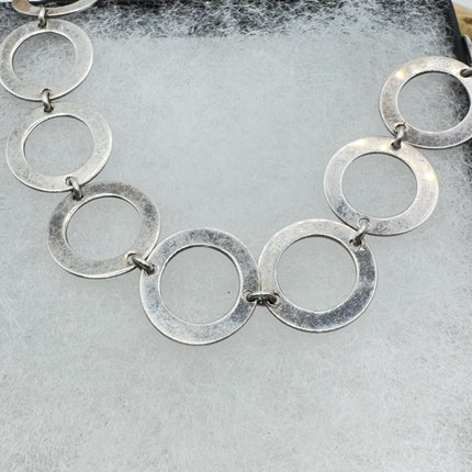 Vintage Circle charm bracelet Chunky Stackable Layered Every day 925 Sterling Silver