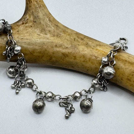 Vintage Circle charm bracelet Chunky Stackable Layered Every day 925 Sterling Silver