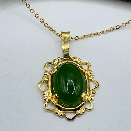 Vintage Jade Gold Filled Necklace - Lucky Everyday Minimal