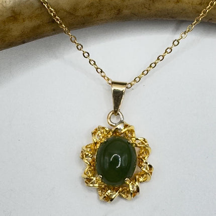 Vintage Jade Gold Filled Necklace - Lucky Everyday Minimal