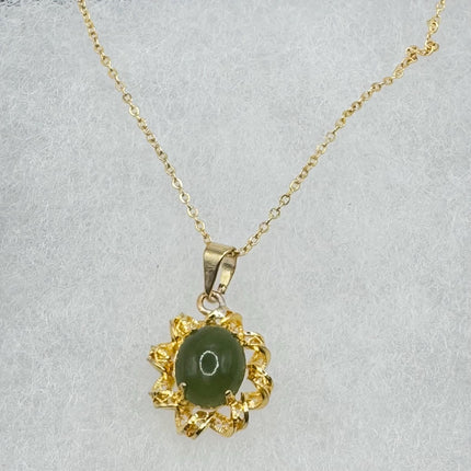 Vintage Jade Gold Filled Necklace - Lucky Everyday Minimal